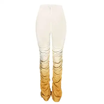 S-2XL Gradient Color Women Pleated Flared Pants