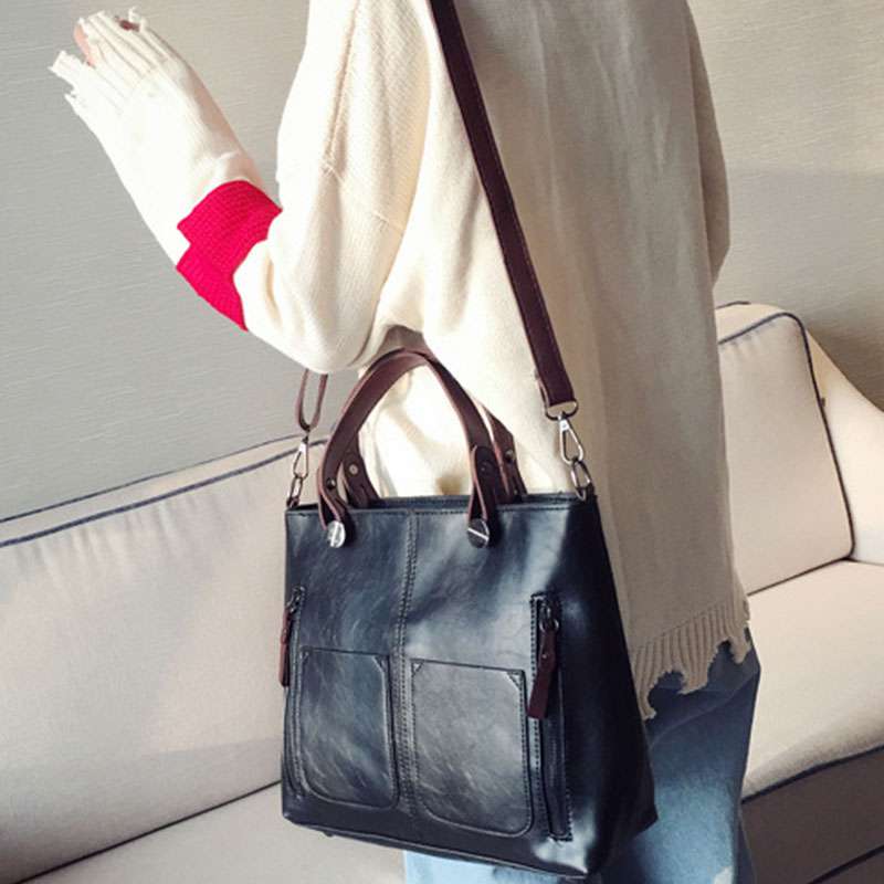 Wholesale Simple Retro PU Large Capacity Shoulder Bag