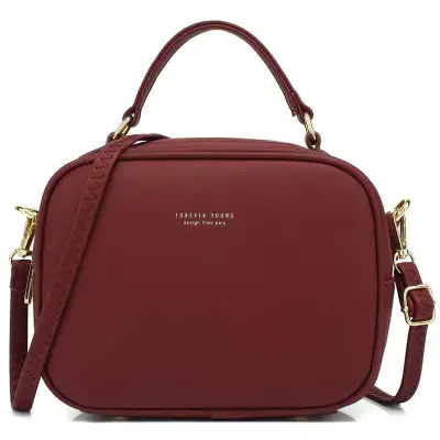 Simple Casual PU Pure Color Zipper Crossbody Bag