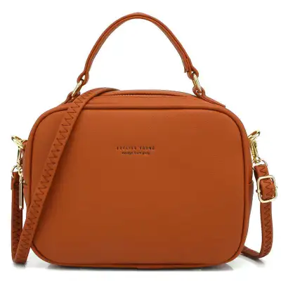 Simple Casual PU Pure Color Zipper Crossbody Bag