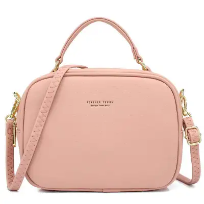 Simple Casual PU Pure Color Zipper Crossbody Bag
