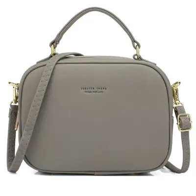 Simple Casual PU Pure Color Zipper Crossbody Bag