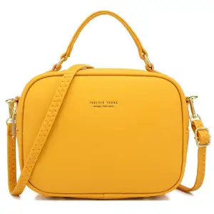 Simple Casual PU Pure Color Zipper Crossbody Bag