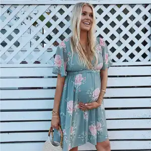 Chiffon Floral Print Short Sleeve Stretch Maternity Dress