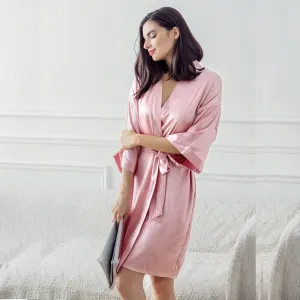 Women's Silk-Like Polyester Mid-Length Sleep Robe Cardigan