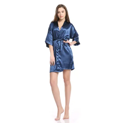 Women's Silk-Like Polyester Mid-Length Sleep Robe Cardigan