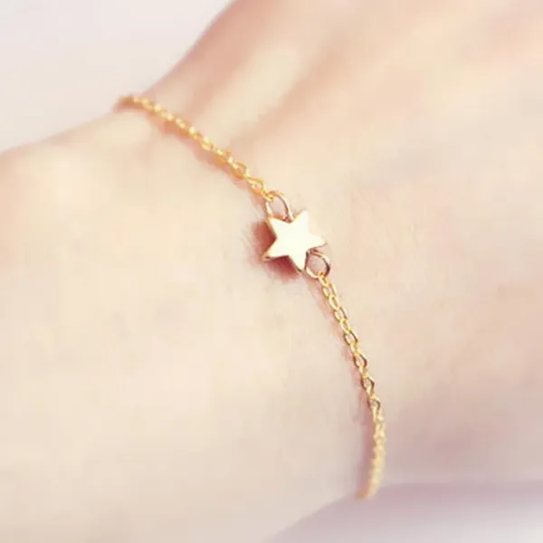 Fashion Simple Alloy Chain Trendy Little Star Bracelet for Women