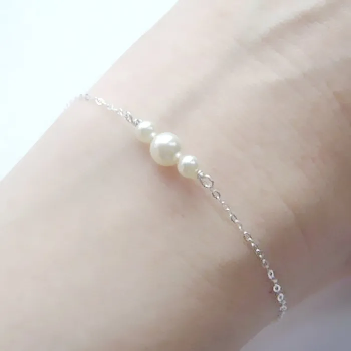 Fashion Simple Alloy Chain Imitation Pearl Beaded Bracelet