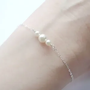 Fashion Simple Alloy Chain Imitation Pearl Beaded Bracelet