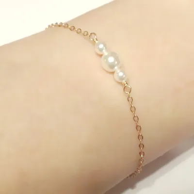 Fashion Simple Alloy Chain Imitation Pearl Beaded Bracelet