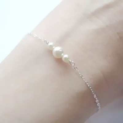 Fashion Simple Alloy Chain Imitation Pearl Beaded Bracelet