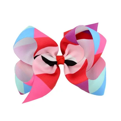 Wholesale Girl Color Blocking Bowknot JOJO Fabric Hair Clip