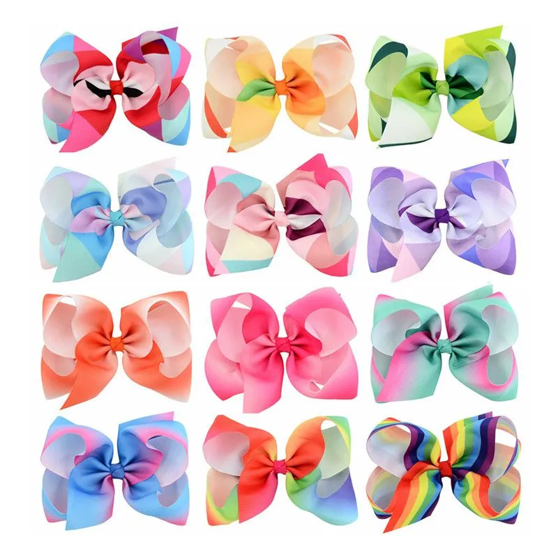 Wholesale Girl Color Blocking Bowknot JOJO Fabric Hair Clip