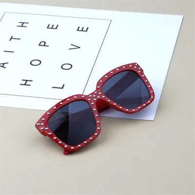 Fashion Kids Baby Boy Girl Rivet Design Square Sunglasses Plastic Frame PC Lens
