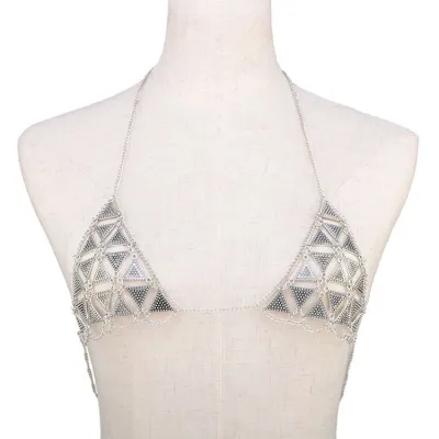 Lady New Vintage Exaggerated Unique Triangle Bra Body Chain for Women