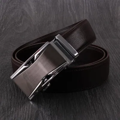 Men Genuine Leather Automatic Buckle Business Belt