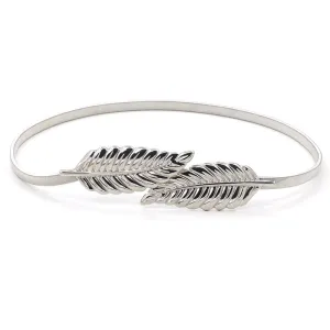 Lady Unique Artistic Leave Shape Buckle Elastic Metal Belt
