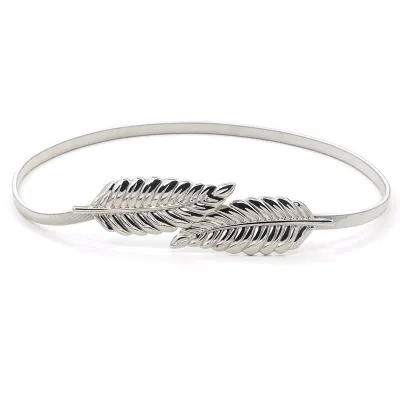 Lady Unique Artistic Leave Shape Buckle Elastic Metal Belt