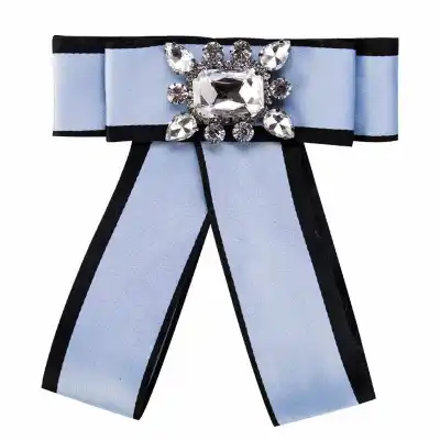 Statement Bowknot Top Grade Inlay Rectangle Rhinestone Multilayer Fabric Brooch