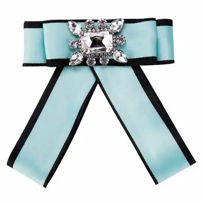 Statement Bowknot Top Grade Inlay Rectangle Rhinestone Multilayer Fabric Brooch
