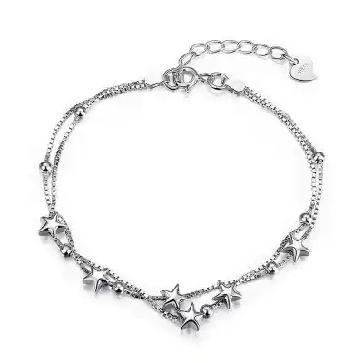Girls Party Stars Double Chain Sterling Silver Bracelet