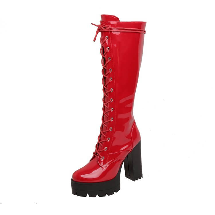 Wholesale Size:4.5-12 Women Fashion Lace-up Platform High Boots