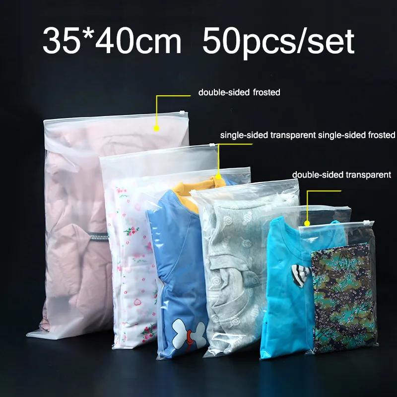 35*40cm 50pcs/set Custom Logo Ziplock Packaging Bags PE Plastic Resealable Storage