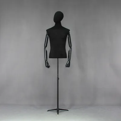Wholesale Men Model Clothing Storage Display Props Half Body With Hands Velvet Mannequin