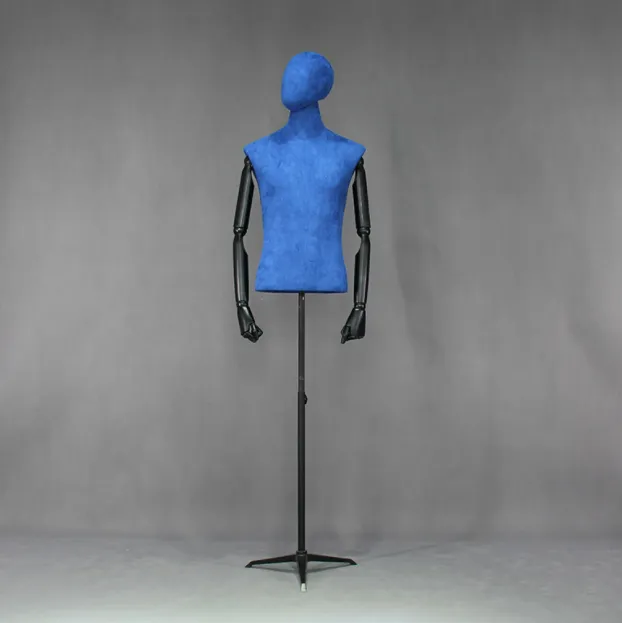 Wholesale Men Model Clothing Storage Display Props Half Body With Hands Velvet Mannequin