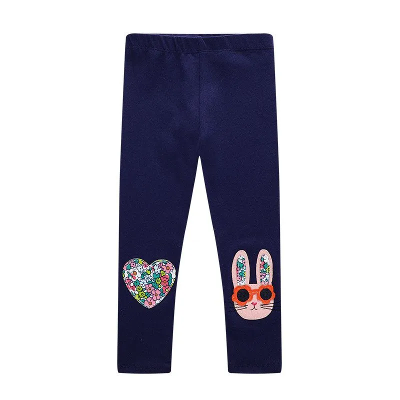 Cute Kid Girl Bunny Pattern Knit Cotton Leggings Pants for Toddler