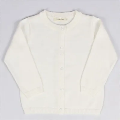 Baby Kid Solid Color Button Design Knitwear Long Sleeves Cotton Crew Neck Top