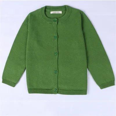 Baby Kid Solid Color Button Design Knitwear Long Sleeves Cotton Crew Neck Top