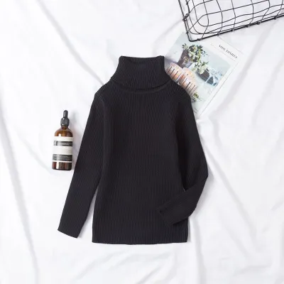 1-6T Kid Toddler Candy Color Turtle Neck Knitted Sweater Pullover Unisex Cotton Solid Color Long Sleeves