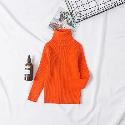 1-6T Kid Toddler Candy Color Turtle Neck Knitted Sweater Pullover Unisex Cotton Solid Color Long Sleeves
