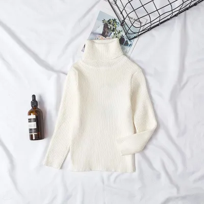 1-6T Kid Toddler Candy Color Turtle Neck Knitted Sweater Pullover Unisex Cotton Solid Color Long Sleeves