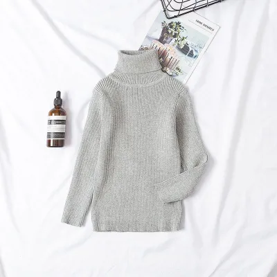 1-6T Kid Toddler Candy Color Turtle Neck Knitted Sweater Pullover Unisex Cotton Solid Color Long Sleeves