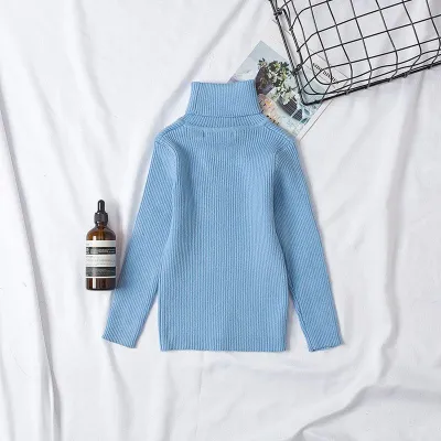 1-6T Kid Toddler Candy Color Turtle Neck Knitted Sweater Pullover Unisex Cotton Solid Color Long Sleeves