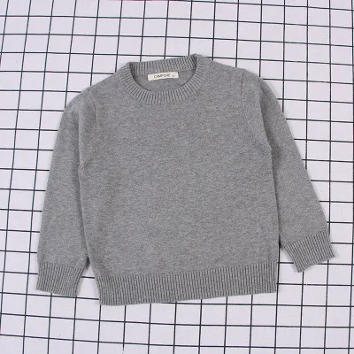 Kid Baby Solid Color Round Neck Casual Knitted Sweater Unisex Long Sleeve Pullover