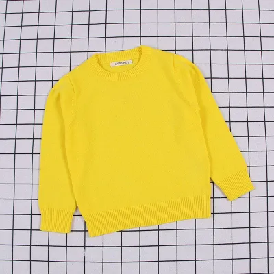 Kid Baby Solid Color Round Neck Casual Knitted Sweater Unisex Long Sleeve Pullover