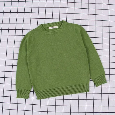 Kid Baby Solid Color Round Neck Casual Knitted Sweater Unisex Long Sleeve Pullover