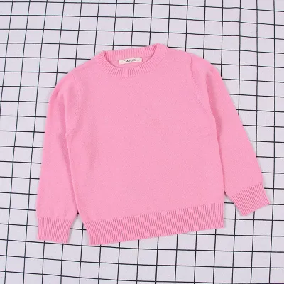Kid Baby Solid Color Round Neck Casual Knitted Sweater Unisex Long Sleeve Pullover