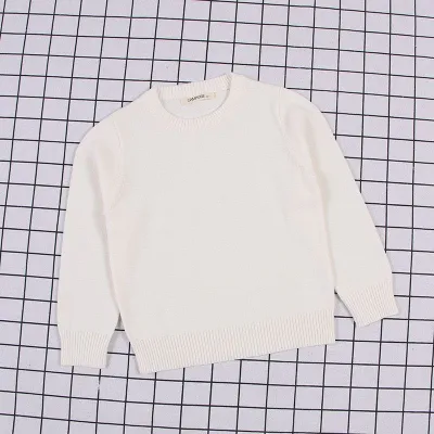 Kid Baby Solid Color Round Neck Casual Knitted Sweater Unisex Long Sleeve Pullover