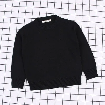 Kid Baby Solid Color Round Neck Casual Knitted Sweater Unisex Long Sleeve Pullover