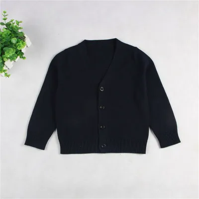 1-7T Toddler Kids Unisex Solid Cotton V-Neck Casual Knitted Outerwear Long Sleeve