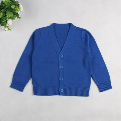1-7T Toddler Kids Unisex Solid Cotton V-Neck Casual Knitted Outerwear Long Sleeve