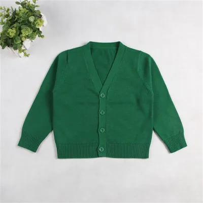 1-7T Toddler Kids Unisex Solid Cotton V-Neck Casual Knitted Outerwear Long Sleeve