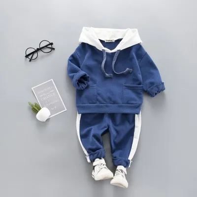 2 Pcs Casual Toddler Baby Boy Cartoon Bear Print Hoodie and Pants Outfit Set