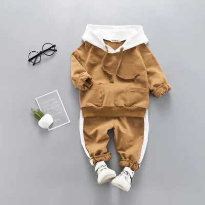 2 Pcs Casual Toddler Baby Boy Cartoon Bear Print Hoodie and Pants Outfit Set