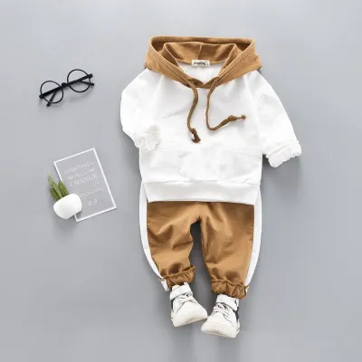 2 Pcs Casual Toddler Baby Boy Cartoon Bear Print Hoodie and Pants Outfit Set