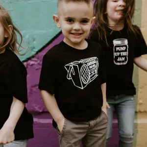 Kids Baby Boys Clothing White Radio Print Short Sleeves Black Cotton T-shirt Unisex